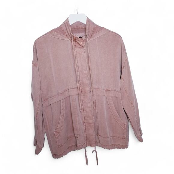 Lucky Brand Utility Anorak Jacket Linen Lyocell Blend in Blush - Size XS - Picture 2 of 8
